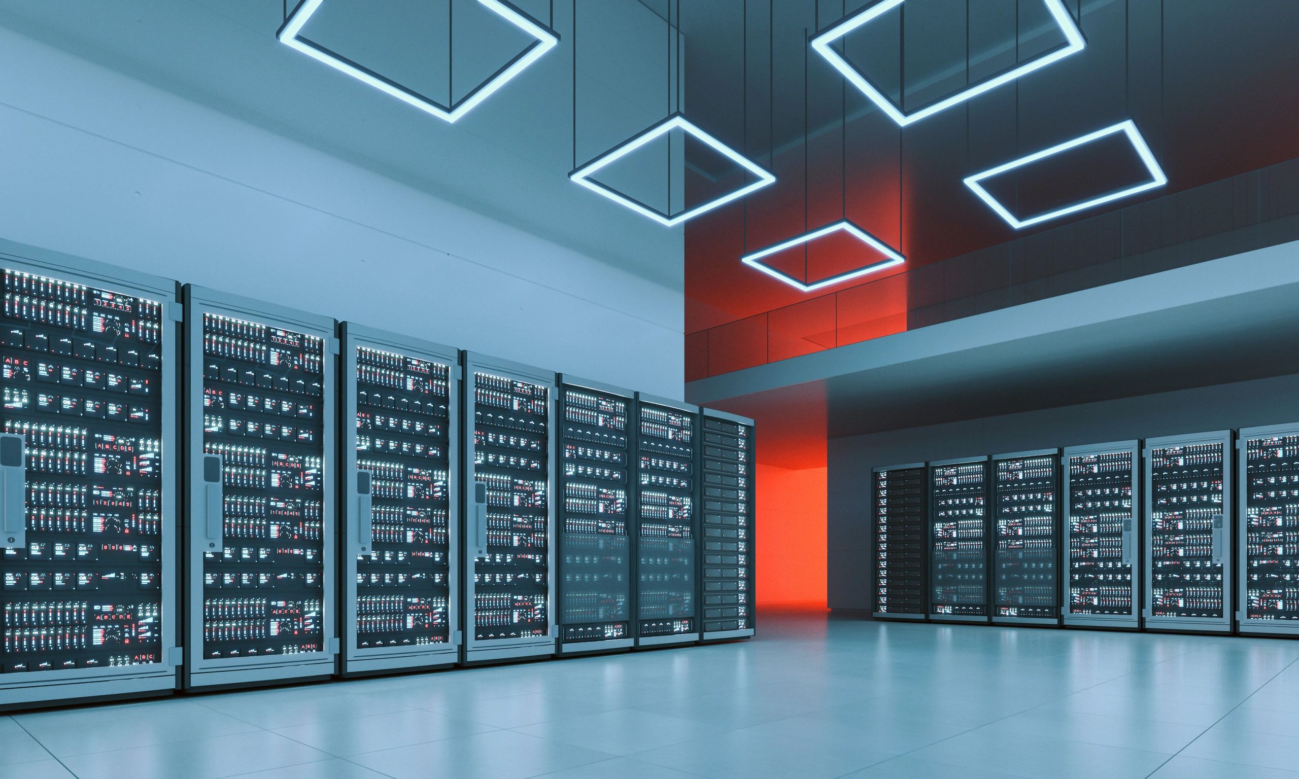Modern data center servers representing secure website backup infrastructure