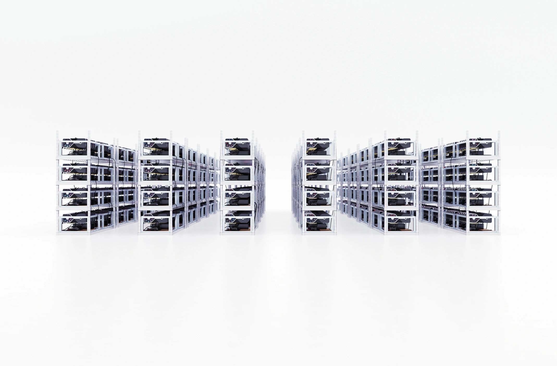 Large scale server racks inside a data center