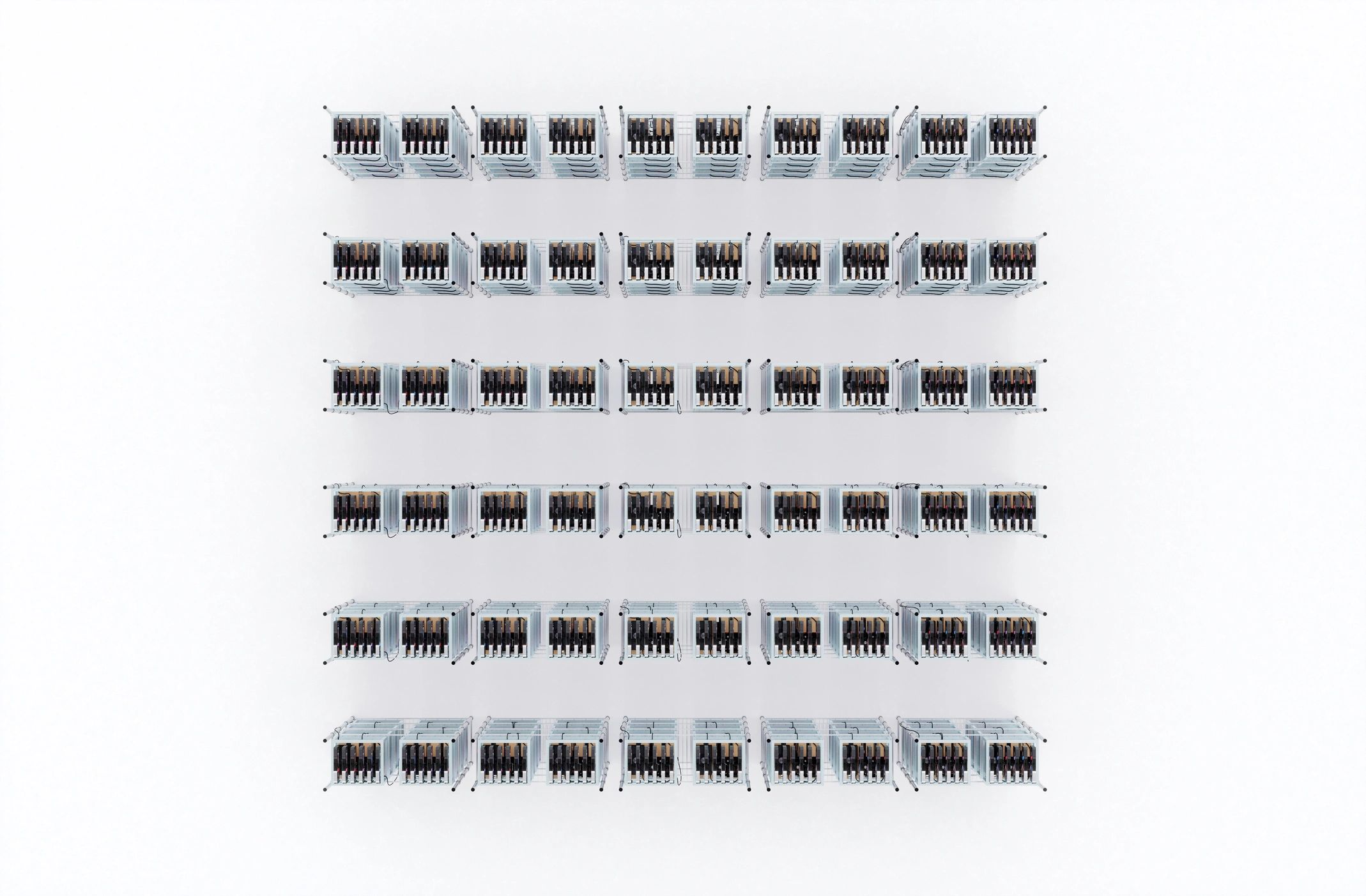Rows of high-density server hardware in a secure facility